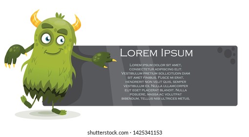 monster with banner vector illustration