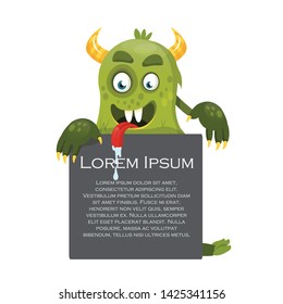 monster with banner vector illustration