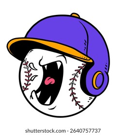 Monster baseball character, screaming, vector