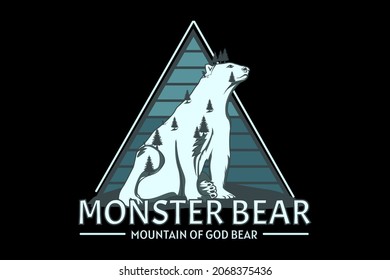 monster bear silhouette retro design