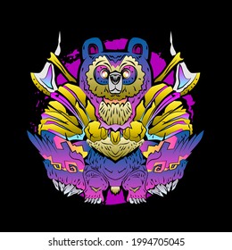 monster bear vector illustration for sign, symbol, logo, icon, background