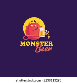 Monster beer vector logo design template. 