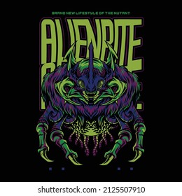 Monster beetle illustration with poster style