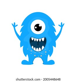 Monster with big eye and smile, cartoon vector,alien monster illustration, isolated cartoon on white background.