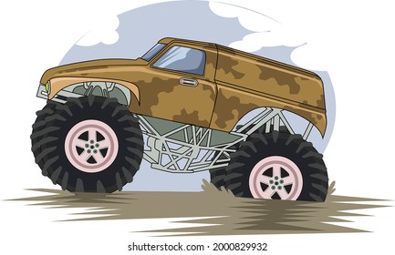 monster big truck in mud vector