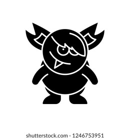 Monster black icon, vector sign on isolated background. Monster concept symbol, illustration 