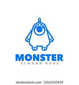 Monster blue line art logo