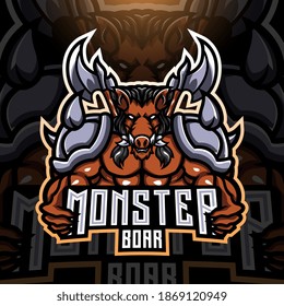 Monster boar esport mascot logo design