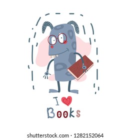monster with a book vector