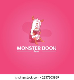  Monster book vector logo design template.