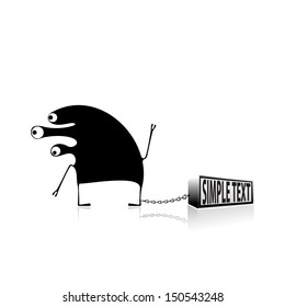 Monster and box with place for text. vector