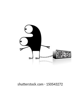 Monster and box with place for text. vector