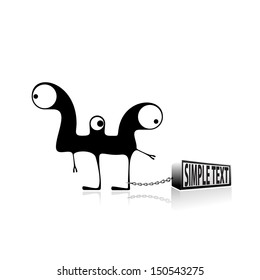 Monster and box with place for text. vector