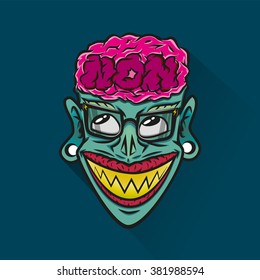monster with brain - vector illustration