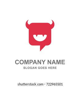 Monster Bubble Speech Kids Application Logo Vector Icon