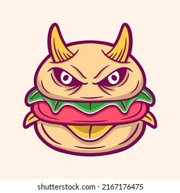 Monster burger cartoon vector illustration