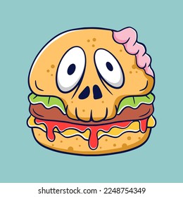 Monster burger cartoon vector illustration