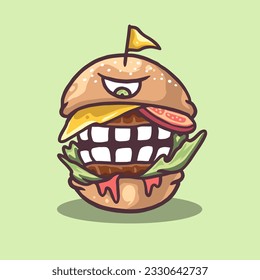 hamburguesa monstruo. bueno para el diseño y el logotipo de los teys
