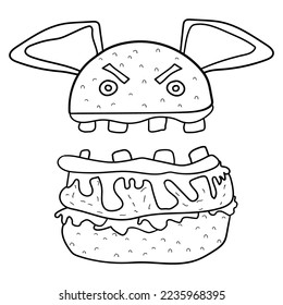 monster burger icon vector illustrations for your work logo, merchandise t-shirt, stickers and label designs, poster, greeting cards advertising business company or brands