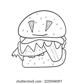 Monster-Burger-Symbol-Vektorgrafiken für Ihr Arbeitslogo, Handelsartikel-T-Shirt, Aufkleber und Etikettendesigns, Poster, Grußkarten-Werbeunternehmen oder Marken
