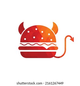 Monster burger logo design. Burger Devil Mascot Illustration Vector
