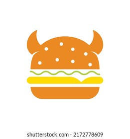 Monster burger logo design. Burger Devil Mascot Illustration Vector