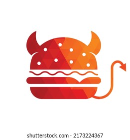 Monster burger logo design. Burger Devil Mascot Illustration Vector