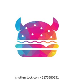 Monster burger logo design. Burger Devil Mascot Illustration Vector