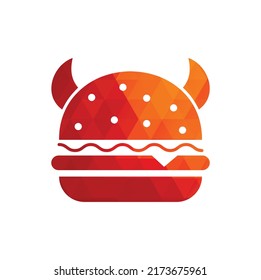 Monster burger logo design. Burger Devil Mascot Illustration Vector