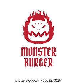 Monster burger logo icon vector