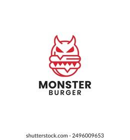 Monster Burger minimalist elegant logo design for a restaurant fast food company