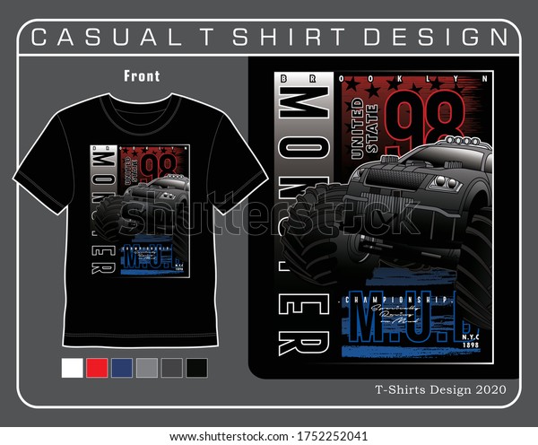 monster car big wheel,vector car typography design\
illustration for t\
shirt