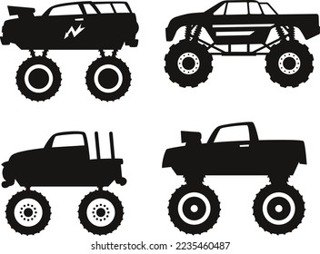 Monster Car Collections isolated vector Silhouette