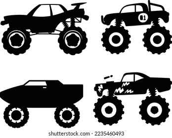 Monster Car Collections isolated vector Silhouette