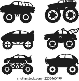 Colecciones monstruales de coches aislado vector Silhouette