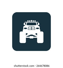 monster car icon Rounded squares button, on white background 