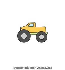 monster car icon, monster truck symbol in color icon, isolated on white background 