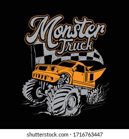 Monster Car For Shirt Design -vector