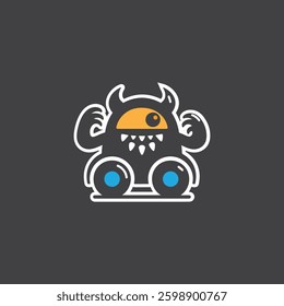 monster car vector illustration line art
