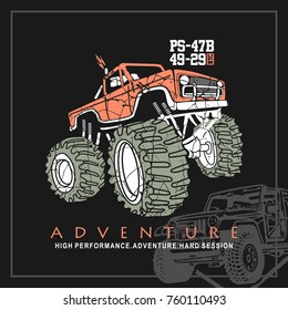 Monster Car,Monster Truck,Adventure Car,T shirt,Big Car,Car vector