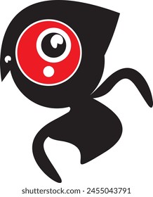 Monster Cartoon. Black Funny Cute cartoon character. Baby collection. Happy Halloween card. Flat design. White background. Vector
