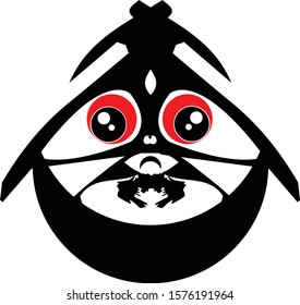 Monster cartoon. Black silhouette. Vector drawing. Isolated object on a white background.