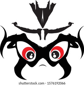 Monster cartoon. Black silhouette. Vector drawing. Isolated object on a white background.