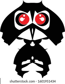 Monster cartoon. Black silhouette. Vector drawing. Isolated object on a white background.