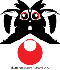 Monster cartoon. Black silhouette. Vector drawing. Isolated object on a white background.