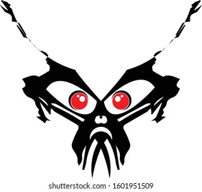 Monster cartoon. Black silhouette. Vector drawing. Isolated object on a white background.