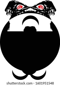 Monster cartoon. Black silhouette. Vector drawing. Isolated object on a white background.
