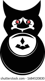 Monster-Cartoon. Schwarze Silhouette.Zeichnung der Vektorillustration. Einziger Gegenstand auf weißem Hintergrund.