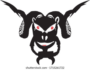 Monster cartoon. Black silhouette. Vector drawing. Isolated object on a white background.