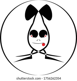 Monster cartoon. Black silhouette. Vector drawing. Isolated object on a white background.